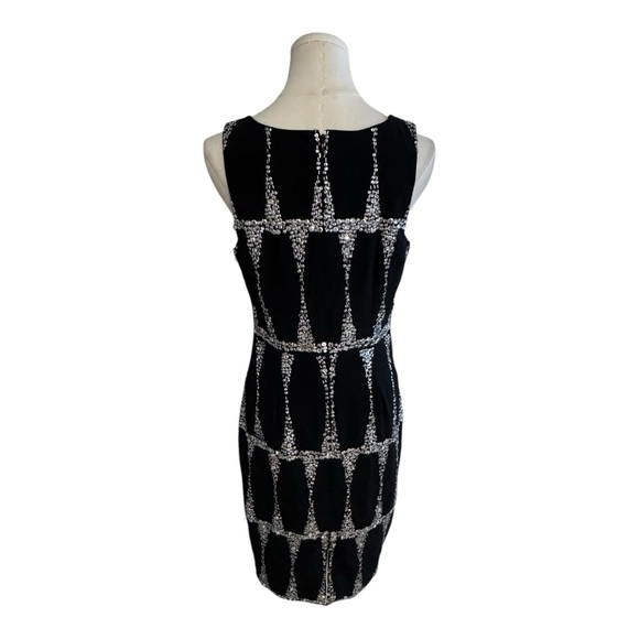 TRACY REESE Sequin Beaded Dress Black Silver Party Wedding‎ Size 8 Black Tie - Picture 2 of 8